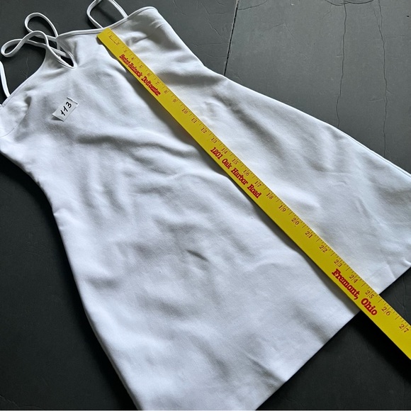 Zara White Elastic Trim Mini Dress Size M Spaghetti Strap New - Picture 9 of 16